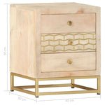 ZNTS Bedside Cabinet Gold 40x30x50 cm Solid Mango Wood 286504