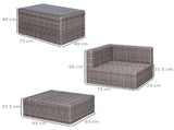 5 Piece Rattan Garden Furniture Set w/ 10cm Thick Cushions, Aluminium Frame Wicker Outdoor Balcony T3398P320098