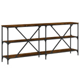 Console Table Smoked Oak 180x30x75 cm Engineered Wood and Iron 832855