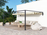 3 x 4m Steel Pergola, with Retractable Canopy - Khaki T3398P317670