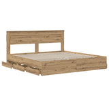 Bed Frame with Storage and Headboard Artisan Oak 180 x 200 cm 3445824