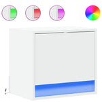 ZNTS Wall-mounted Bedside Cabinets with LED Lights 2 pcs White 852076