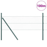 Fence with Posts Green 0.4 x 100 m PVC-coated steel 3352729