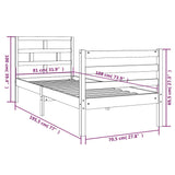 Bed Frame without Mattress 75x190 cm Small Single Small Single Solid Wood 3101243