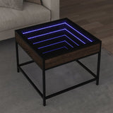 ZNTS Coffee Table with Infinity LED Brown Oak 50x50x41 cm 847681