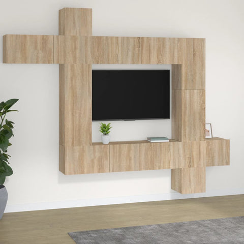 ZNTS 9 Piece TV Cabinet Set Sonoma Oak Engineered Wood 3114656