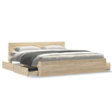 Bed Frame with Drawer 2 pcs Sonoma 193 x 203 cm Engineered Wood 3402856