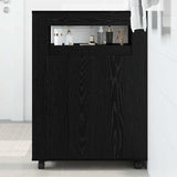 Bathroom Furniture Set with Wheel Black Oak 65 x 23 x 87 cm 869072