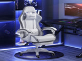 Computer Gaming Chair, PU Leather Desk Chair with Footrest, Swivel Task Chair with 135&deg Reclining T3398P343011