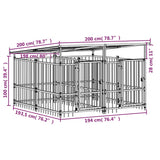 Outdoor Dog Kennel with Roof Steel 3.75 m 3124589