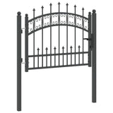 Fence Gate with Spear Top with Lock Grey 103 x 75 cm Steel 42009037