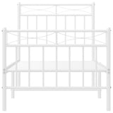 Metal Bed Frame without Mattress with Footboard White 75x190cm 373748