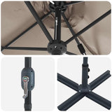 Garden Parasol Taupe 370 x 197 x 239 cm Polyester and Aluminium 42003370