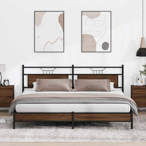 Metal Bed Frame without Mattress Brown Oak 200x200 cm 3325130
