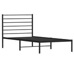 ZNTS Metal Bed Frame without Mattress with Headboard Black 80x200cm 352310