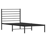 ZNTS Metal Bed Frame without Mattress with Headboard Black 80x200cm 352310