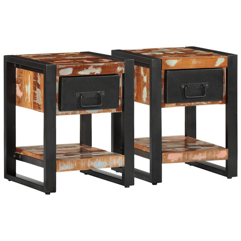 ZNTS Bedside Cabinets 2 pcs Multicolour Solid Rough Wood Mango 4013570