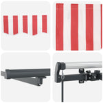 Retractable Awning Manual Red and white 400 x 300 cm Fabric 3330548