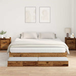Storage Bed Frame with Drawer Old wood 236.5 x 200 x 31.5 cm 3335627