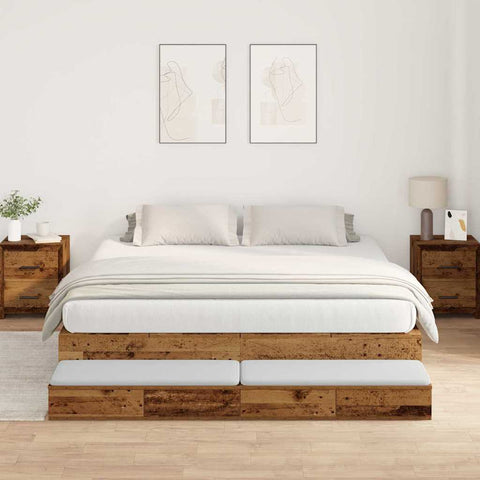 Storage Bed Frame with Drawer Old wood 236.5 x 200 x 31.5 cm 3335627
