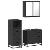 ZNTS 3 Piece Bathroom Furniture Set Black Engineered Wood 3301015