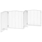 Dog Gate with Door Foldable 4 Panels White 320 cm Poplar Wood 352219