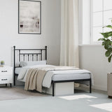 Metal Bed Frame without Mattress with Headboard Black 90x190cm 353529