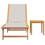 ZNTS Sun Lounger with Table Grey Solid Wood Acacia and Textilene 4008417