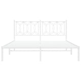 Metal Bed Frame without Mattress with Headboard White 150x200cm 376179