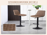 Bar Stools Set of 2, Retro Adjustable Kitchen Stool, Swivel PU Leather Upholstered Bar Chairs with T3398P344527