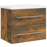 Sink Cabinet with Built-in Basin Smoked Oak Engineered Wood 3120179