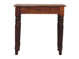 Solid Wood Chestnut Turned Leg Writing Desk, 1 Drawer, Dark Brown B2743P403471