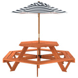 Picnic Table for 6 Kids with Umbrella Hexagon Solid Wood Fir 3281628
