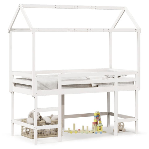 ZNTS Loft Bed with Ladder and Roof without Mattress White 90x190 cm Single 3282155