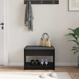 Hall Bench Black Oak 63 x 38 x 45 cm Engineered Wood and Fabric 891569