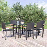7 Piece Garden Dining Set Black Poly Rattan 3156681