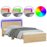 Bed Frame without Mattress with LED Lights Sonoma Oak 100x200 cm 838801