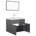 ZNTS Bathroom Furniture Set High Gloss Grey Engineered Wood 3071323