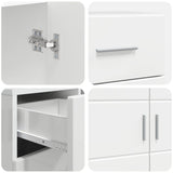 Wooden Cabinet with Drawer High Gloss White 88.5 x 30.5 x 73 cm 880285