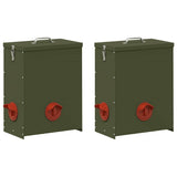 Chicken Feeder 2 pcs Olive Green 32.5 x 20.5 x 43 cm 879991