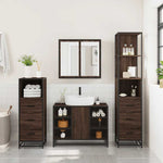 4 Piece Bathroom Furniture Set Brown Oak Engineered Wood 3301274