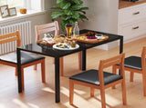 Modern Rectangular Dining Table for 4 People Glass Kitchen Table with Tempered Glass Top and Metal T3398P344422