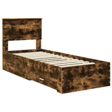 Bed Frame Smoked Oak and Silver 75 x 190 cm Engineered Wood 3410962