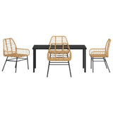 Garden Dining Set 5 pcs Brown Poly Rattan 3380851