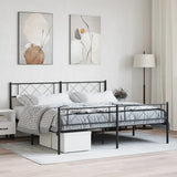 Metal Bed Frame without Mattress with Footboard Black 180x200cm 372299