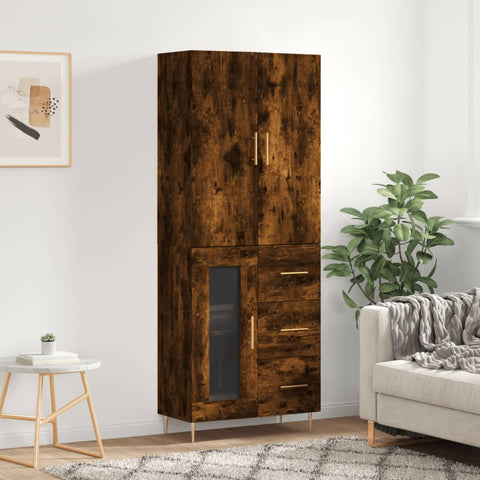 Highboard Smoked Oak 69.5x34x180 cm Engineered Wood 3195952