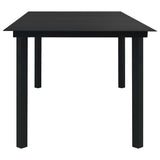 Dining Set Black Glass, Powder-Coated Steel, PVC Hollow Rattan 3060265