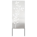 Garden Privacy Screen Floral Silver 50 x 140 cm Stainless steel 876326