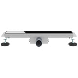Shower Drain with Glass Cover Black 50 cm Stainless Steel 304 42015949