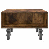 Side Table with Wheels Smoked Oak 50.5 x 50 x 30 cm 891028